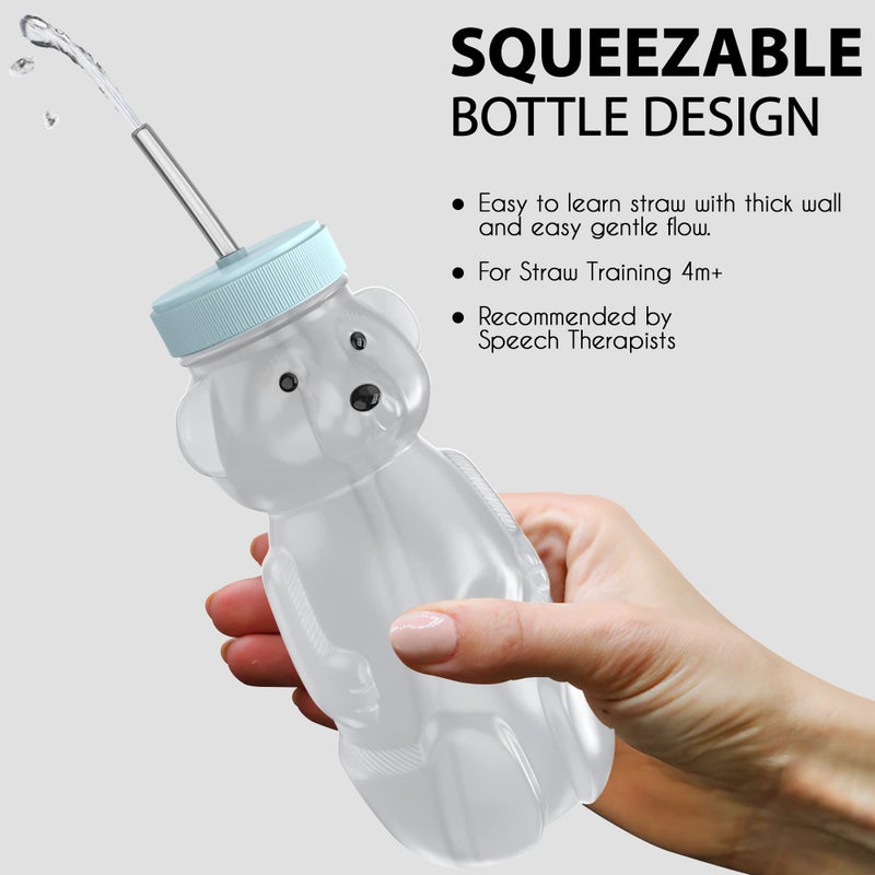 The 730 Project Honey Bear Straw Cup for Babies  8-oz Honey Bear Cup with Lid  3-Pack Therapy Learning Honeybear Straw Cup  Baby Honey Bear Bottle Set  Blizzard AQUA - Image 5